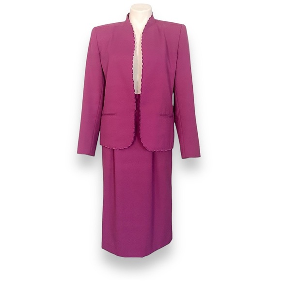 VTG Sassoon Purple Scalloped Blazer Skirt Suit - Picture 1 of 9